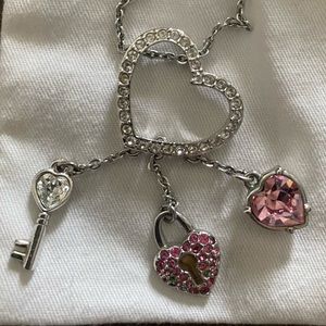 Swarovski Heart Lock And Key Pendant Necklace